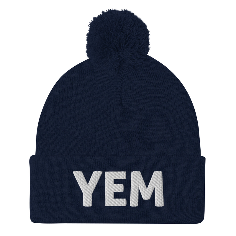 YEM Embroidered Pom-Pom Beanie