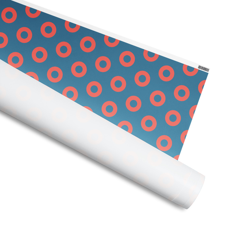 Red Circle Donut Wrapping Paper Roll - HEX