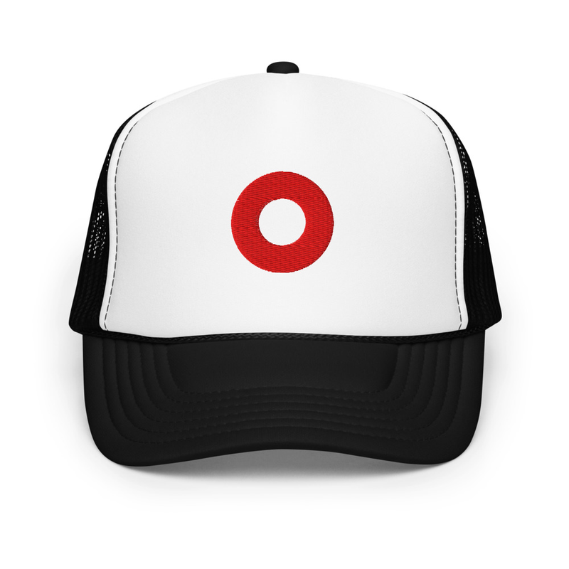 Red Circle Donut Embroidered Foam Trucker Hat
