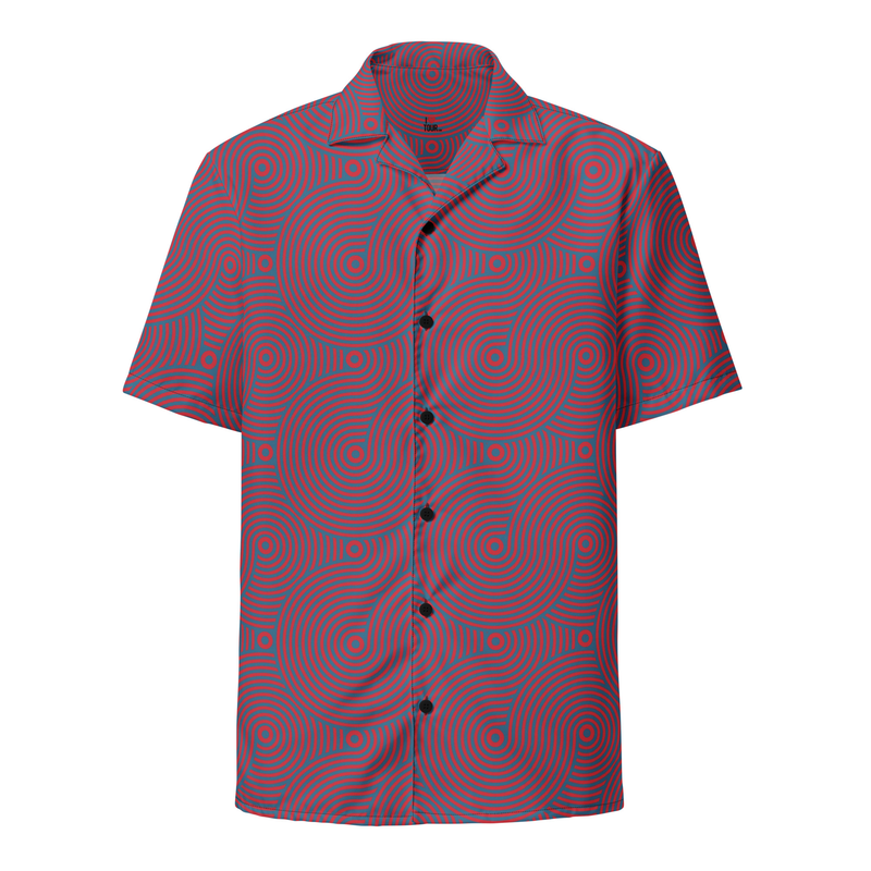 Phish Red Circle Donut Waves Button Down Shirt- Phish Mens Gift - Red Circle Donuts Shirt - PHISH TUBE