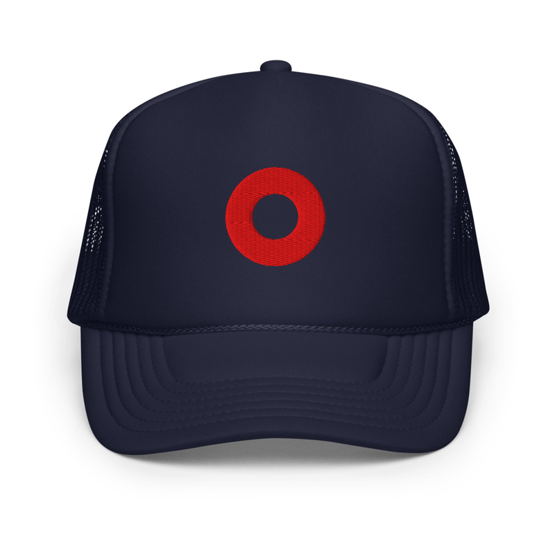 Red Circle Donut Embroidered Foam Trucker Hat