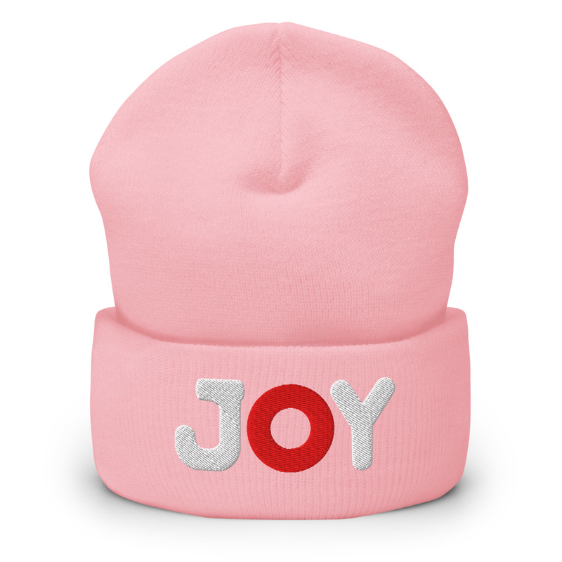 Joy Embroidered Cuffed Beanie