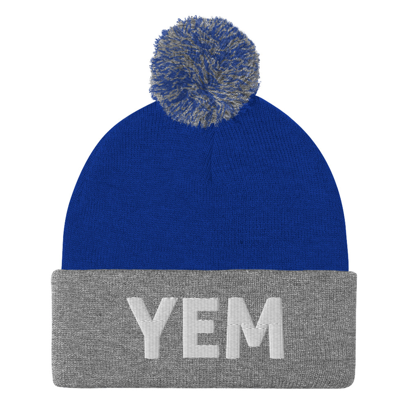 YEM Embroidered Pom-Pom Beanie