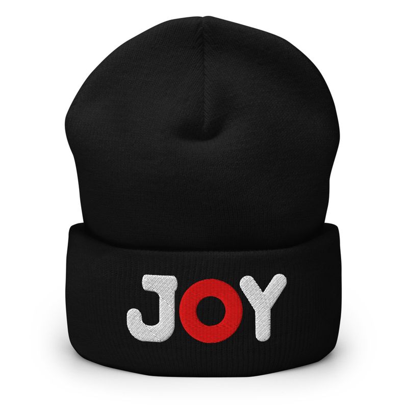 Joy Embroidered Cuffed Beanie