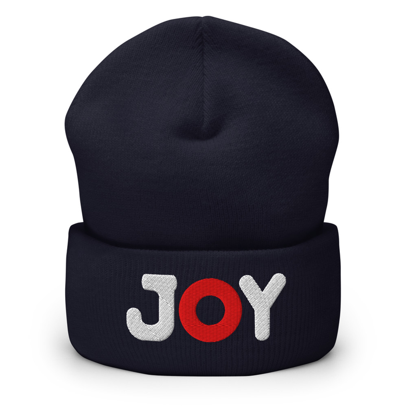 Joy Embroidered Cuffed Beanie