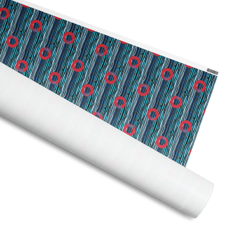 Ruby Waves Red Circle Donut Wrapping Paper Roll