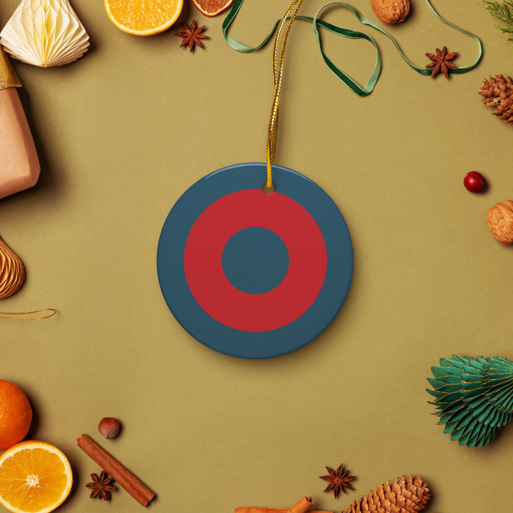 Red Circle Donut Ceramic ornament 