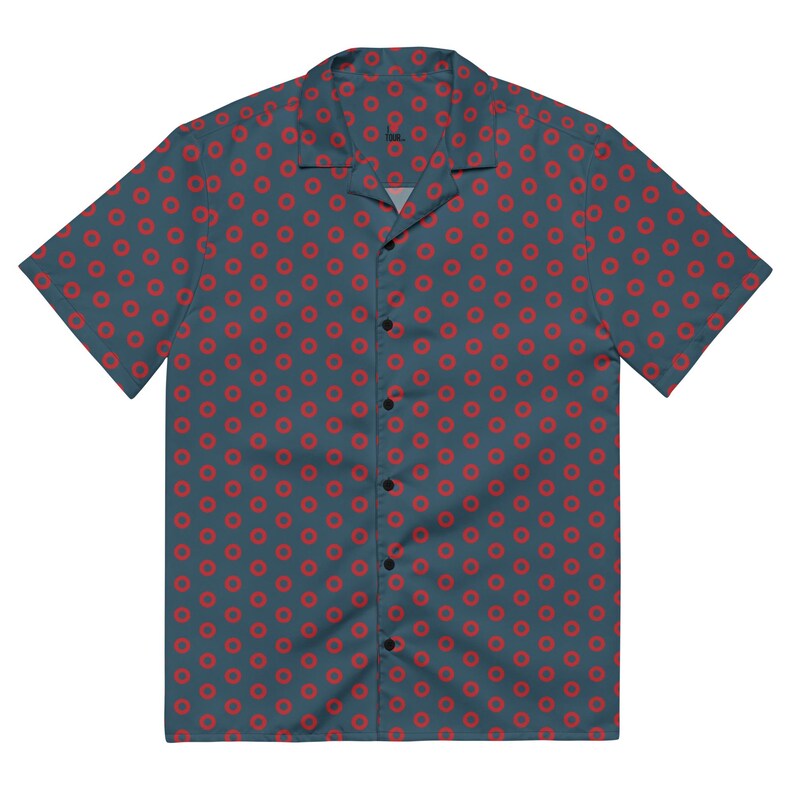 Phish Red Circle Donut Button Down Shirt- Phish Mens Gift - Red Circle Donuts Shirt - PHISH YEM Colors