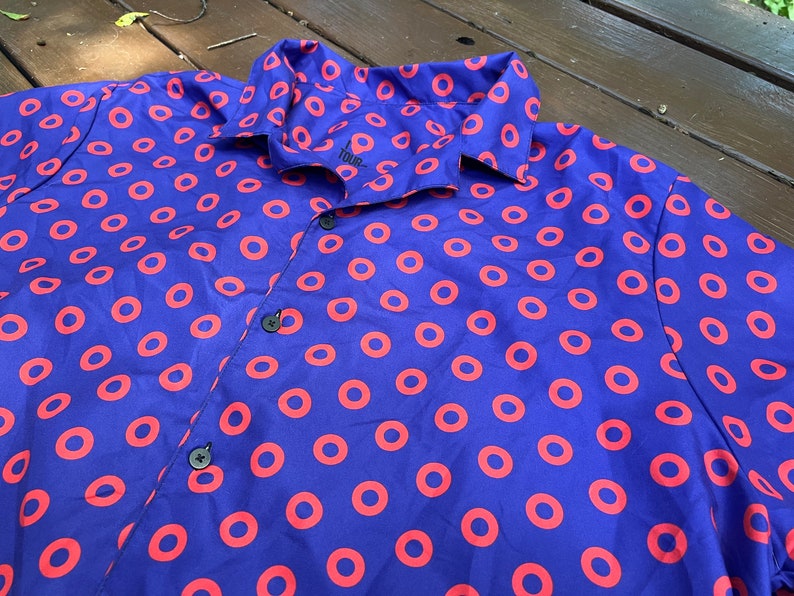 Phish Red Circle Donut Button Down Shirt- Phish Mens Gift - Red Circle Donuts Shirt - PHISH