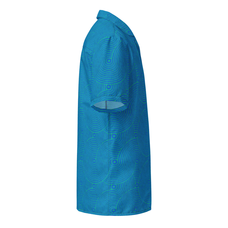 Phish Red Circle Donut Waves Button Down Shirt- Phish Mens Gift - Red Circle Donuts Shirt - PHISH TUBE TEAL