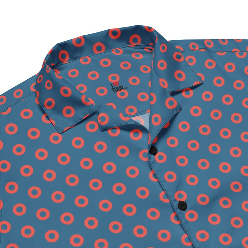 Phish Red Circle Donut Button Down Shirt- Phish Mens Gift - Red Circle Donuts Shirt - PHISH HEX