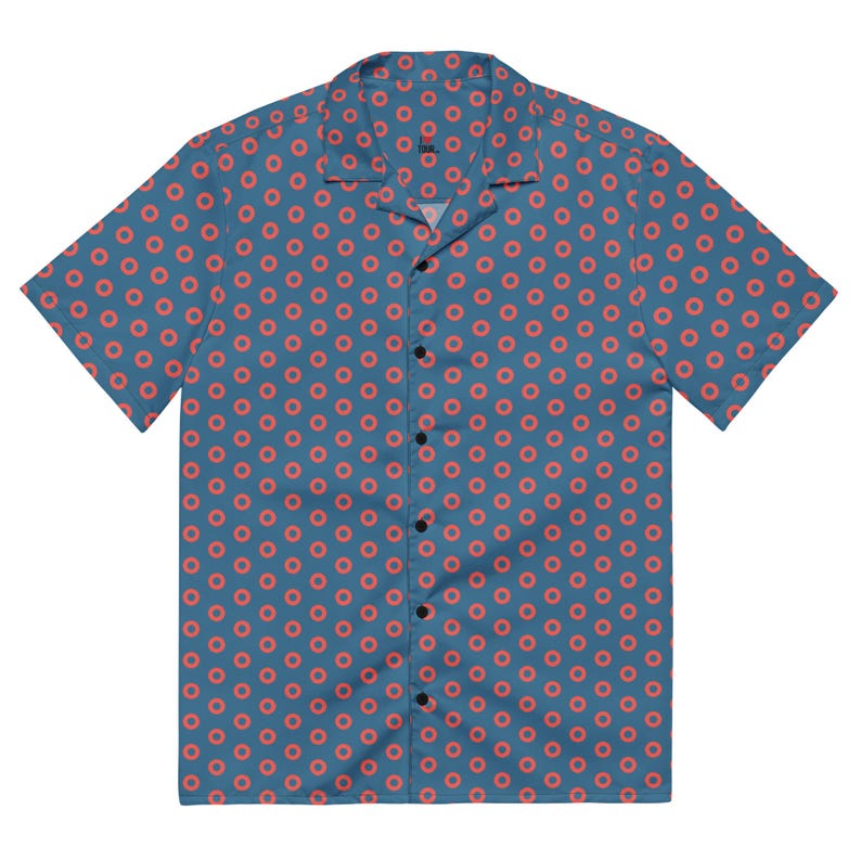 Phish Red Circle Donut Button Down Shirt- Phish Mens Gift - Red Circle Donuts Shirt - PHISH HEX