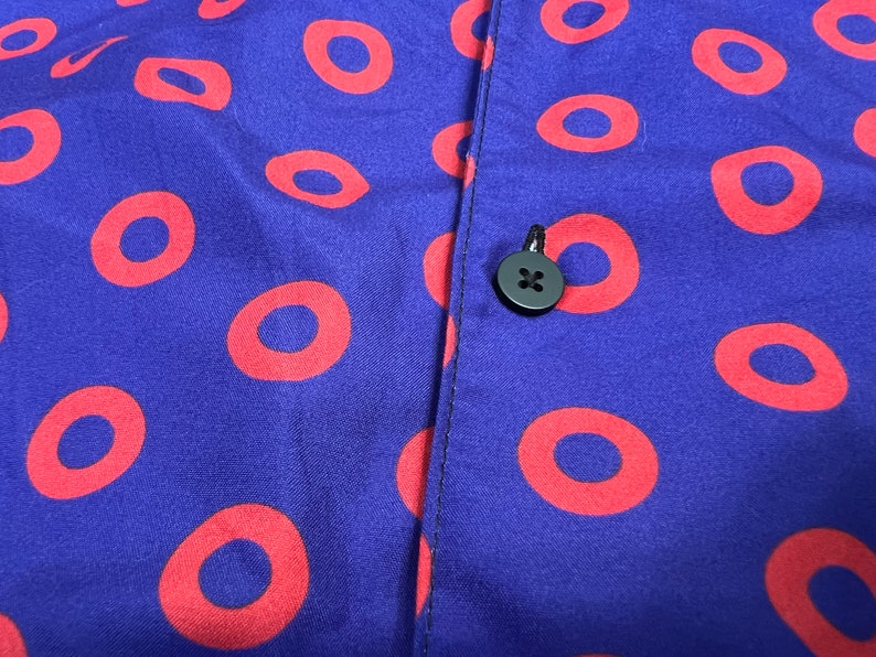 Phish Red Circle Donut Button Down Shirt- Phish Mens Gift - Red Circle Donuts Shirt - PHISH