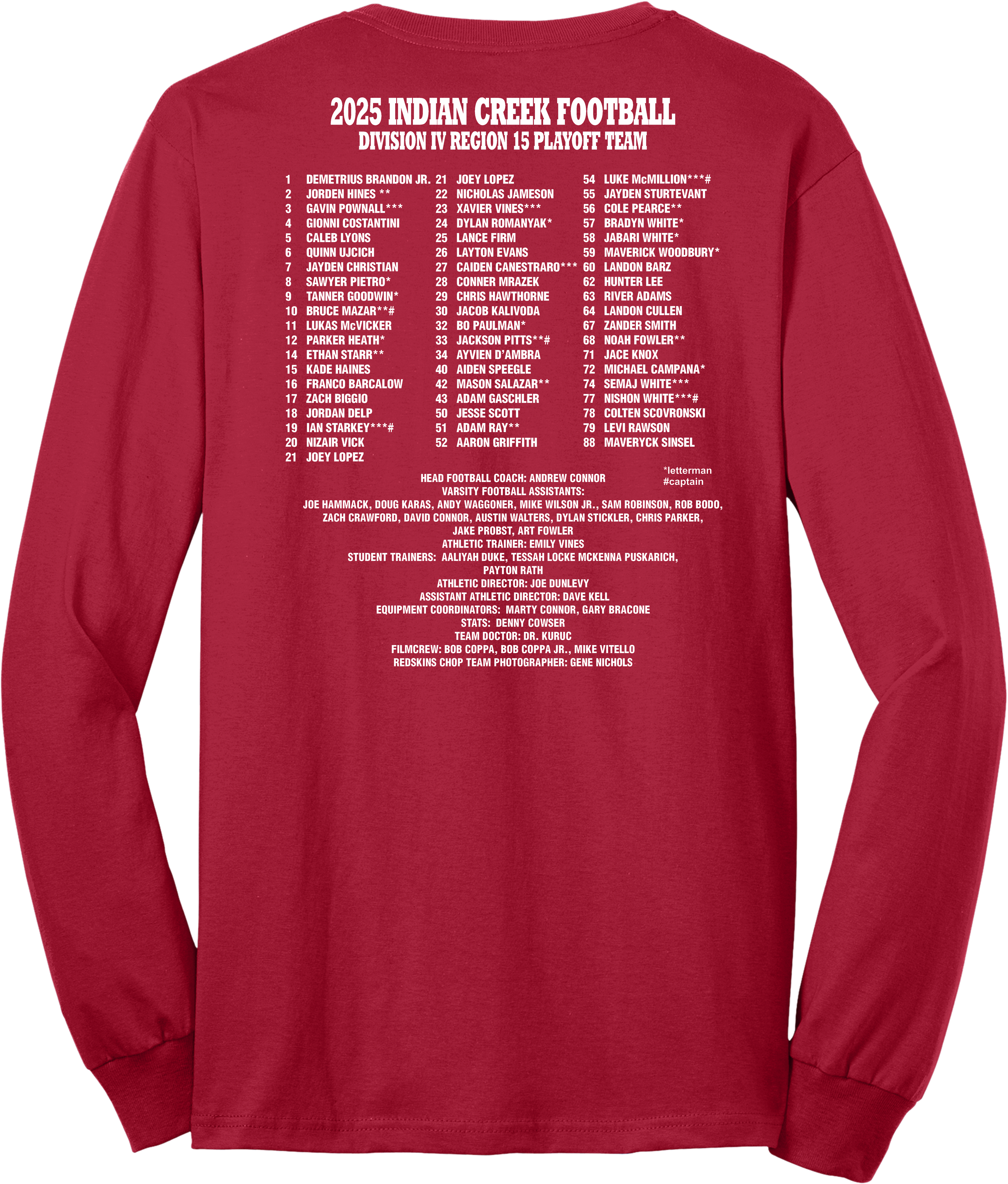 Indian Creek Football 2025 Playoff Long Sleeve Shirt