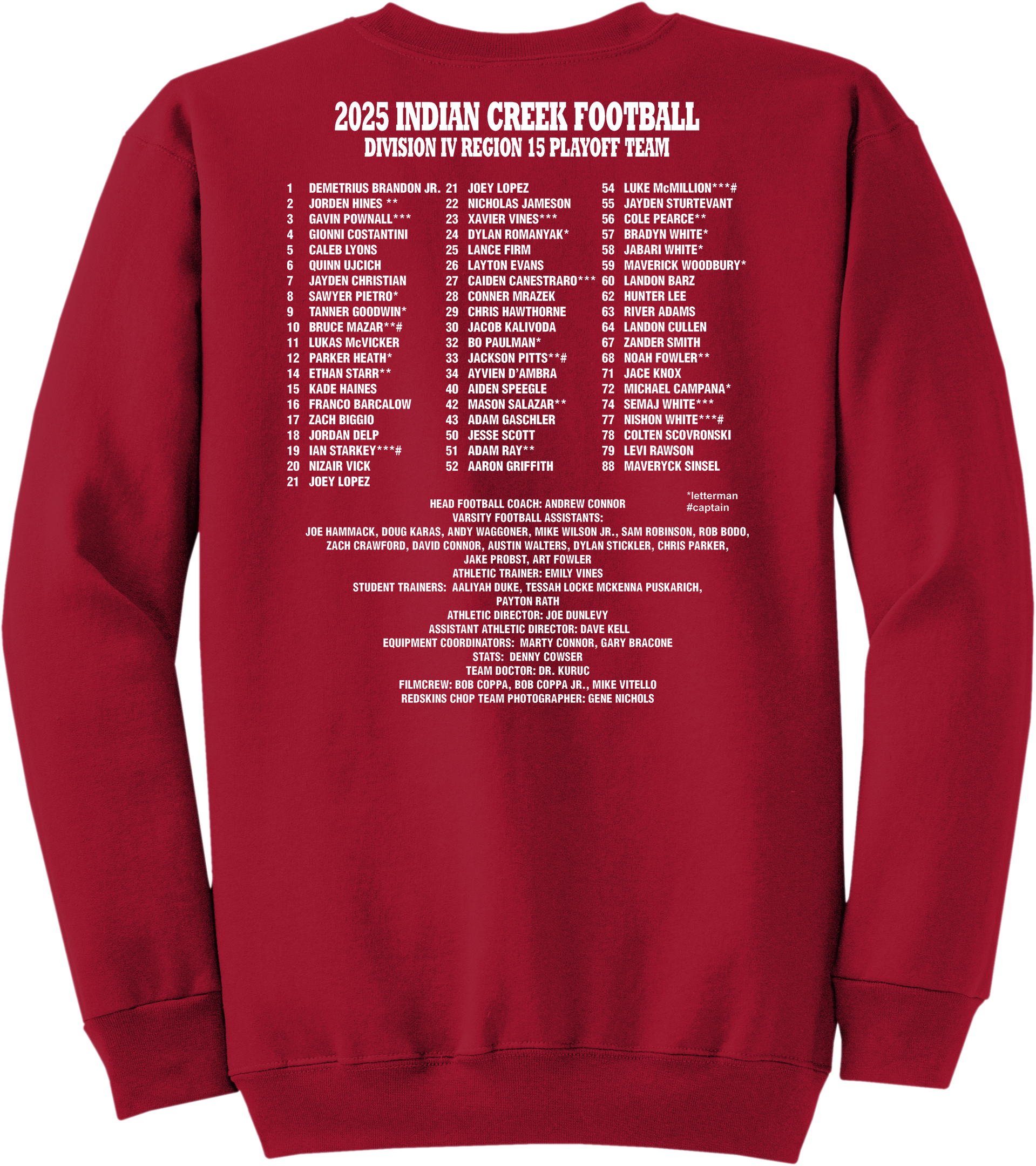 Indian Creek Football 2025 Playoff Crewneck Sweatshirt