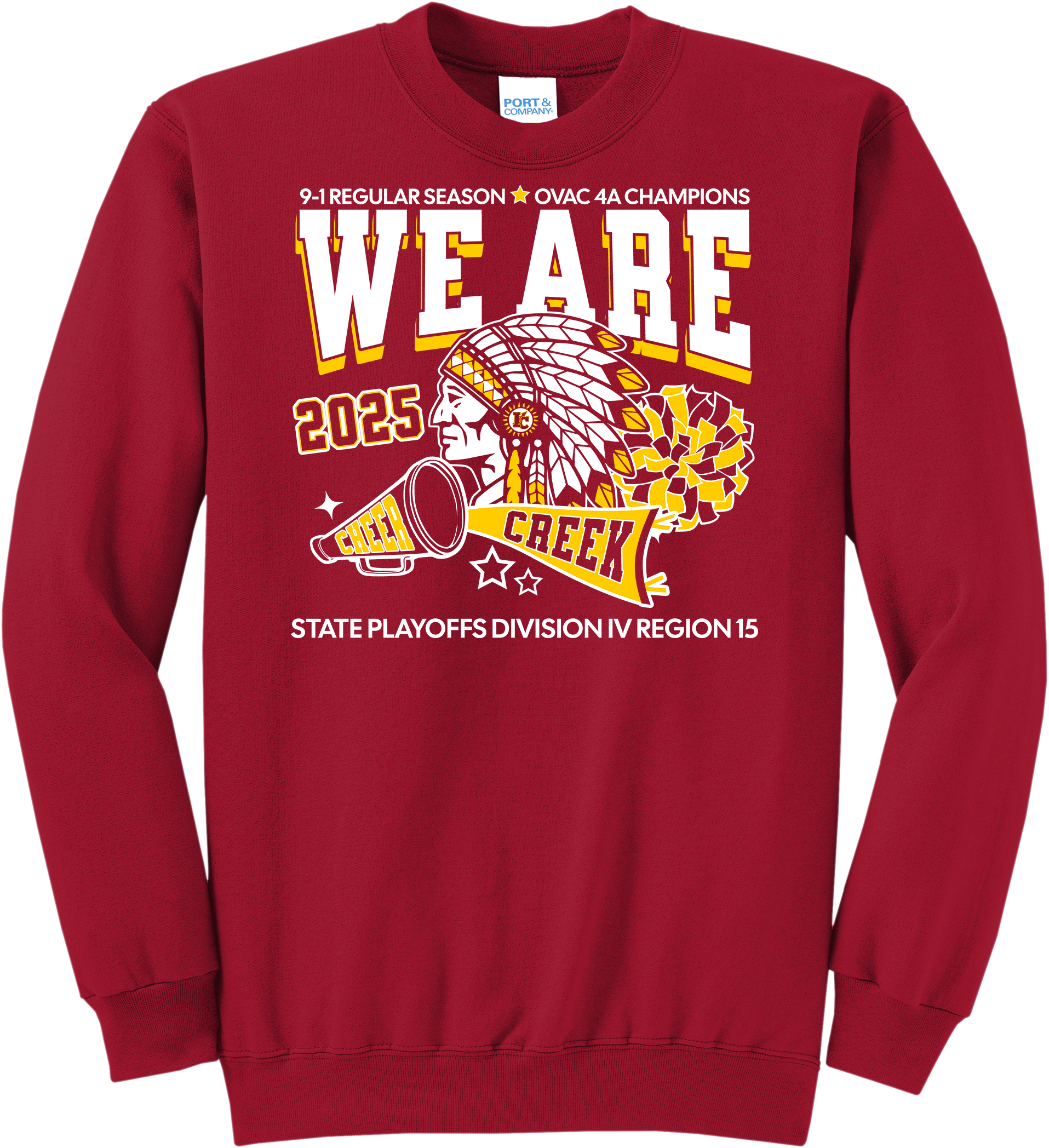 Indian Creek Football 2025 Playoff - Cheer Crewneck Sweatshirt