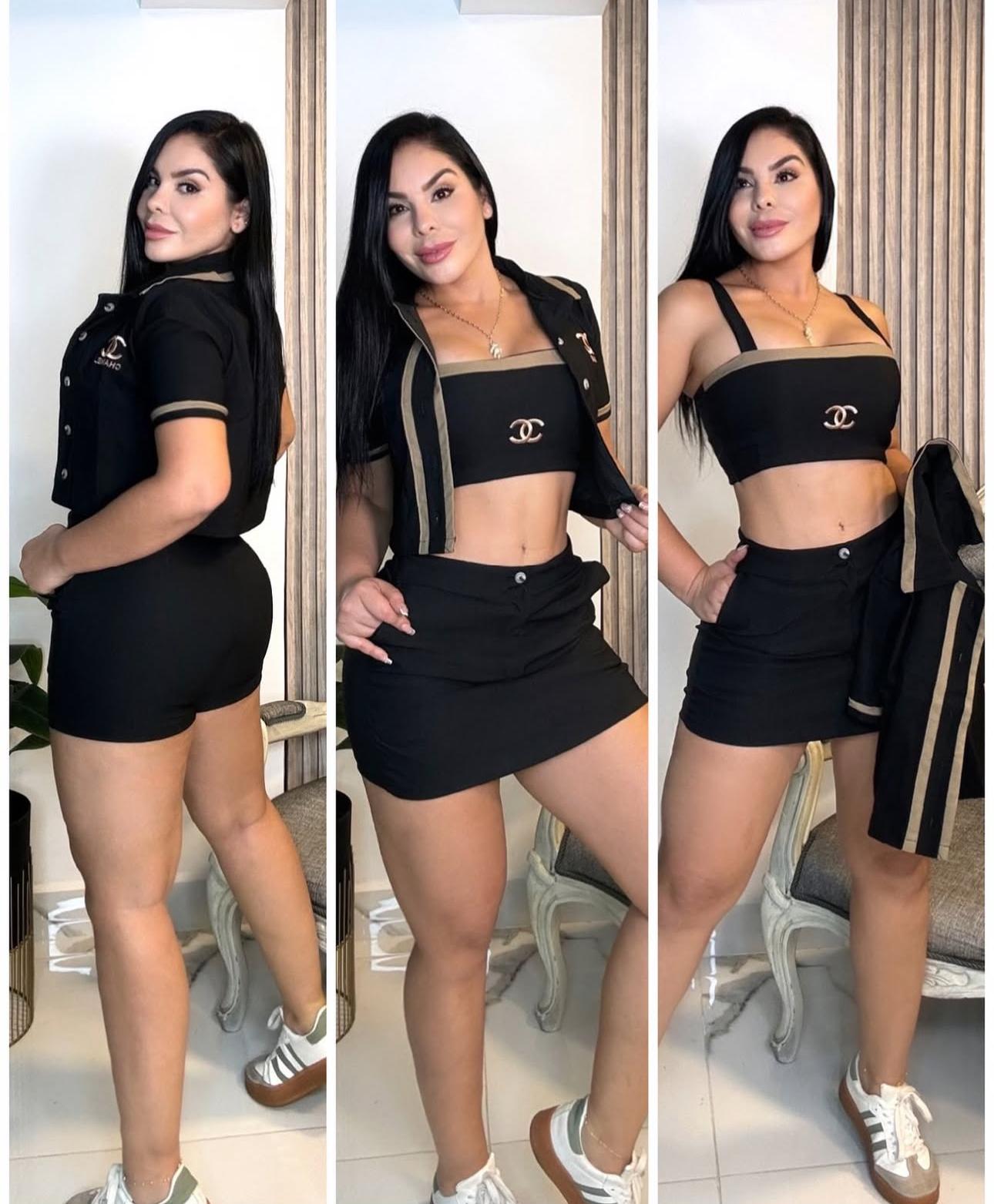 set de 3 piezas chanel negro