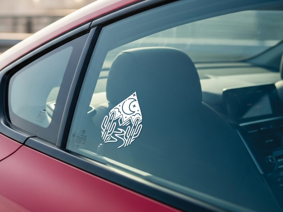 Cactus Moon Scene Vinyl Decal Sticker: Car, Window, Laptop