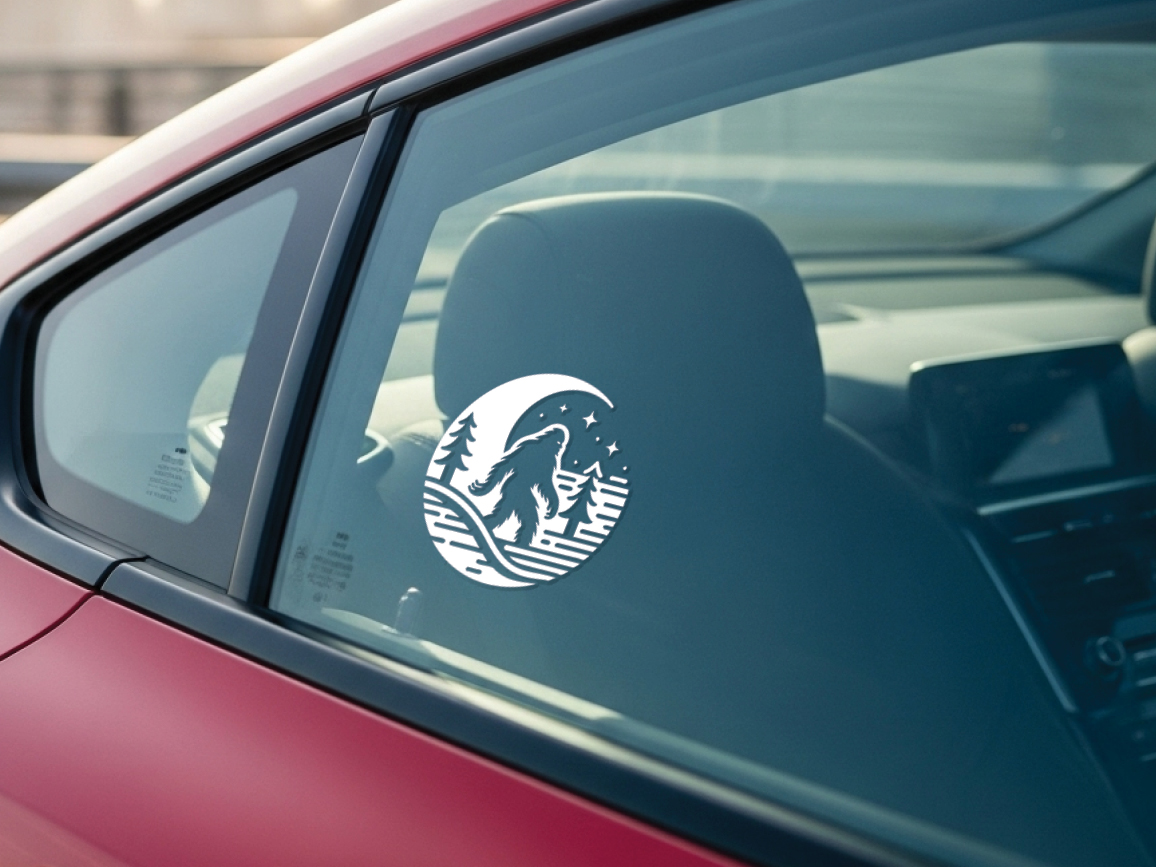 Bigfoot Sasquatch Forest Scene Sticker Vinyl Decal