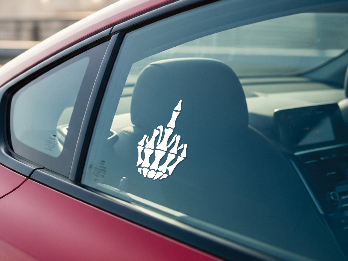 Skeleton Hand Middle Finger Vinyl Sticker Decal