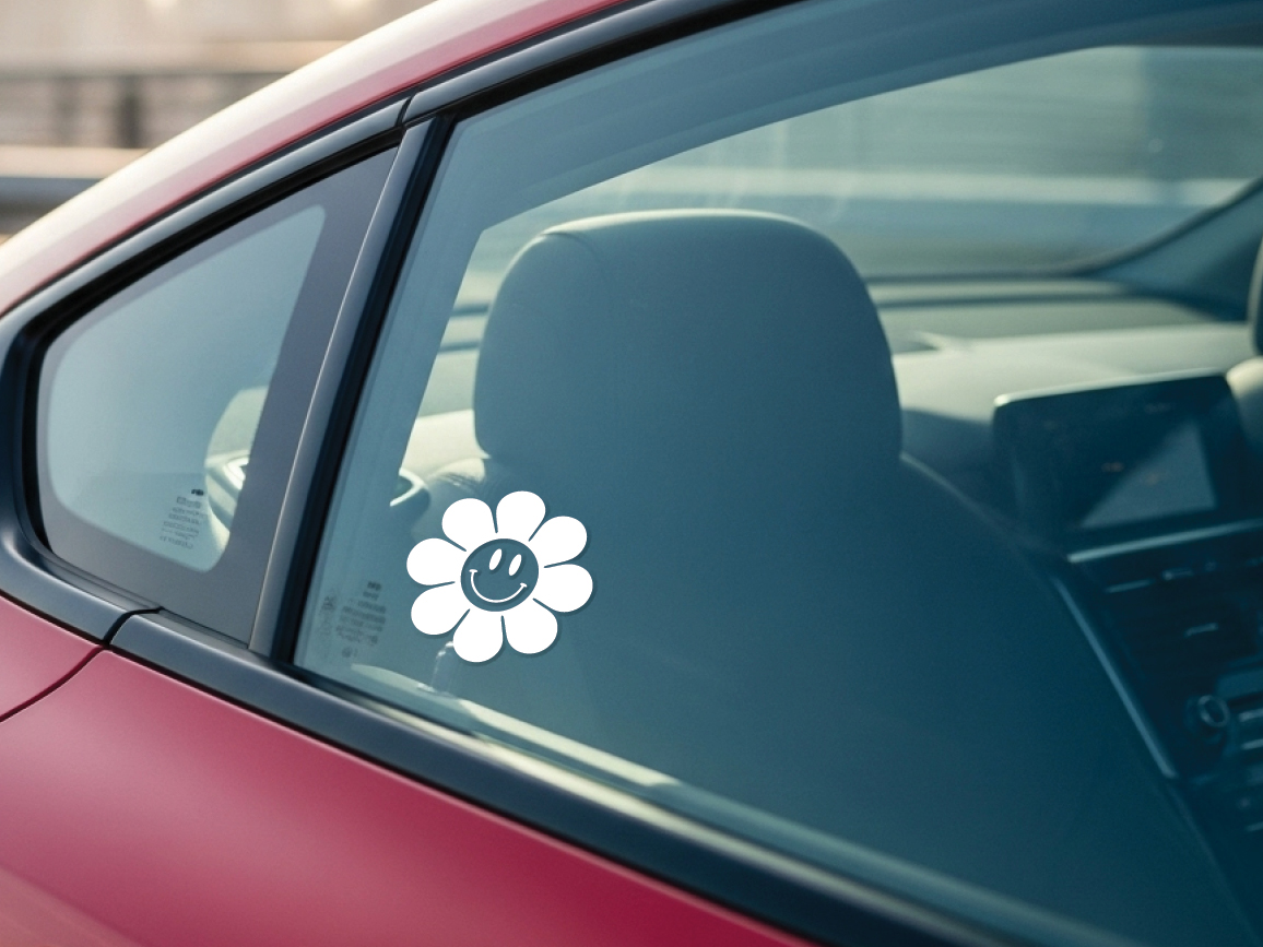 Smilie Face Flower Vinyl Decal Sticker: Car, Window, Laptop
