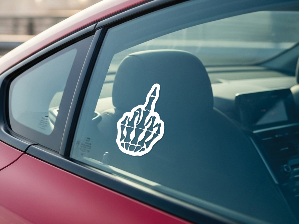 Skeleton Hand Middle Finger Vinyl Sticker Decal