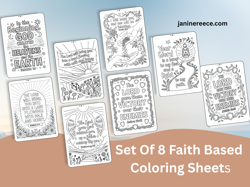 Set of 8 Faith-Based Coloring Sheets