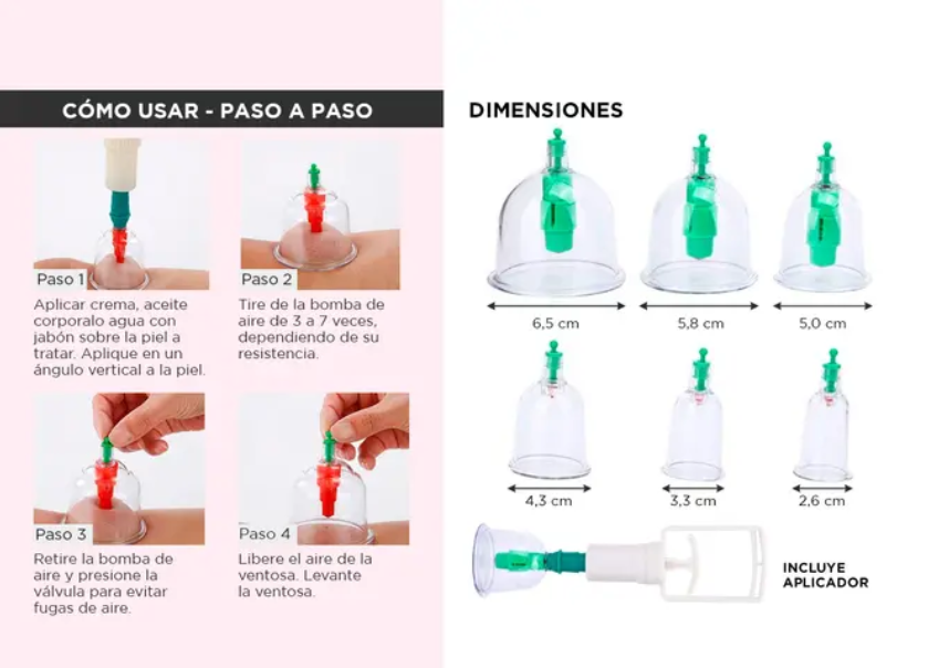 kit de ventosas con bomba para terapia