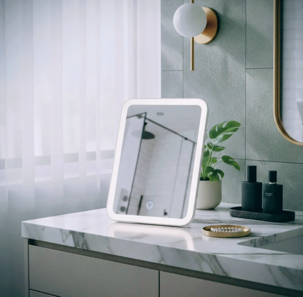 Espejo maquillaje táctil con luz led