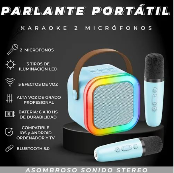 Parlante portátil karaoke 2 microfonos