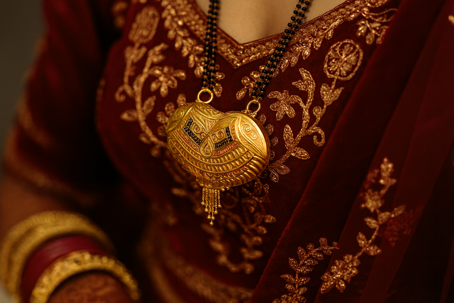 Traditional Gold Pendant Necklace