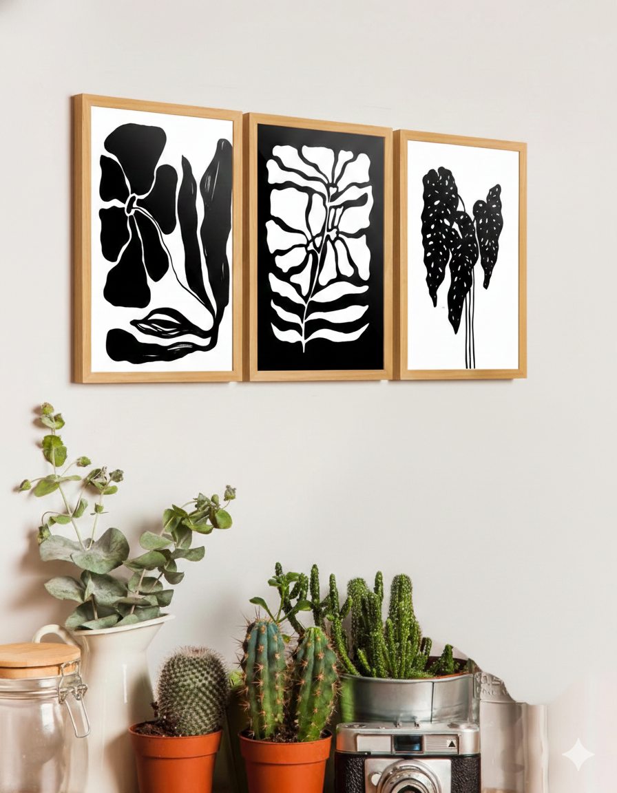 Quadros Trio Flores de Casulo