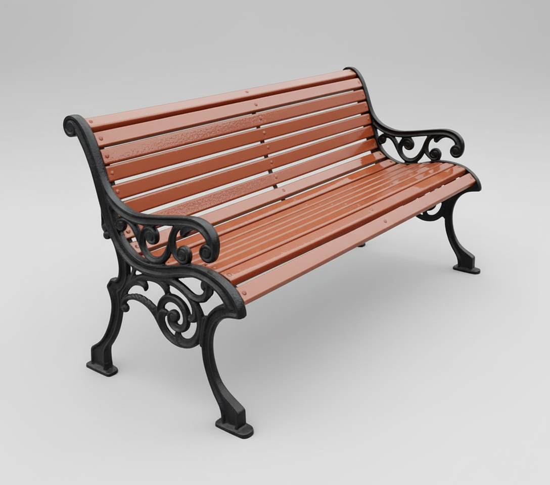 The Victoria Grand Iron & Wood Outdoor Bench