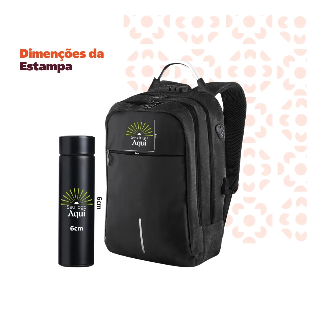 Kit Mochila Executiva e Garrafa Térmica