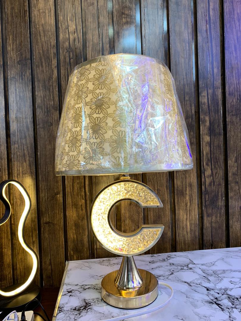Elegant Table Lamp with Golden C Design