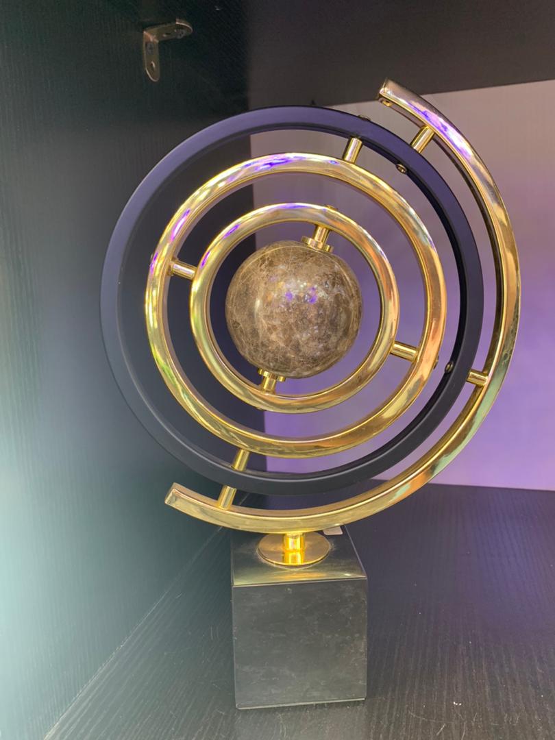 Modern Metallic Orb Sculpture