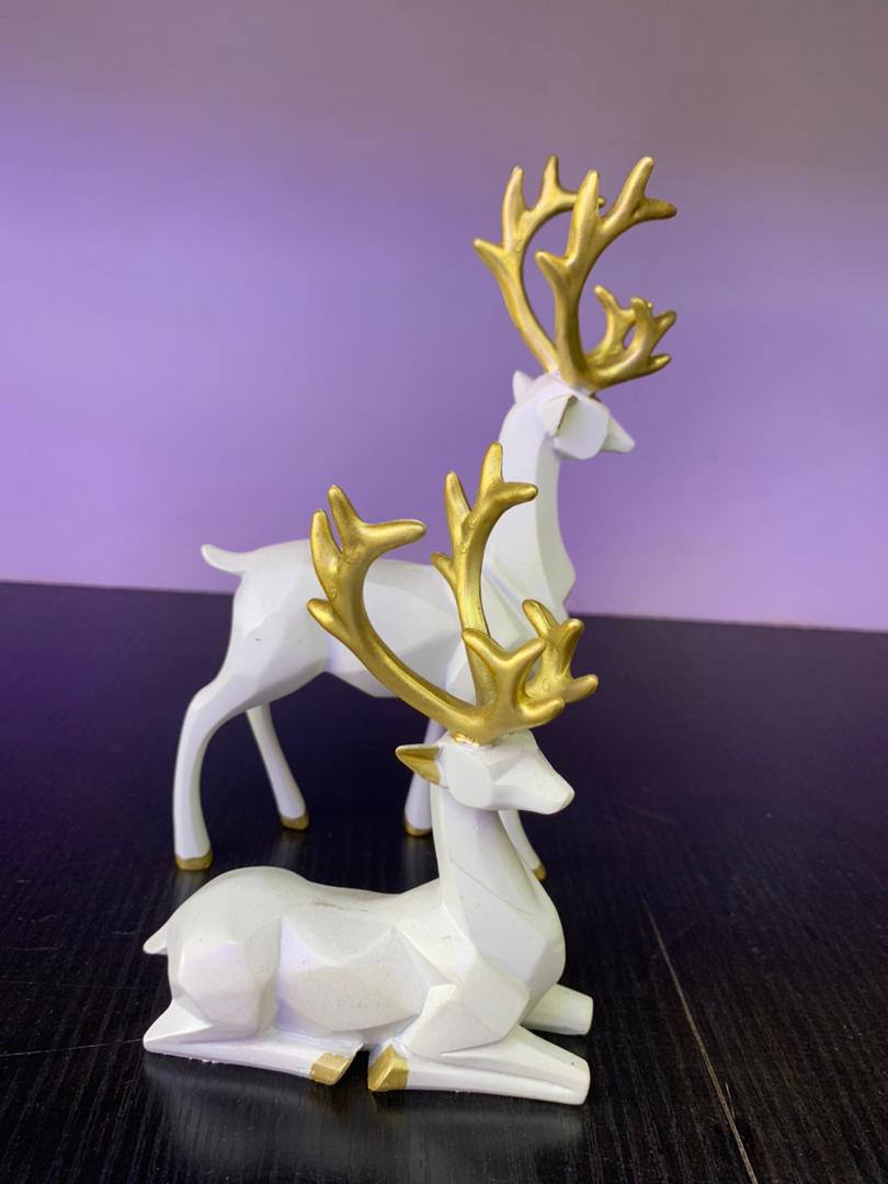 Elegant White Deer Figurines