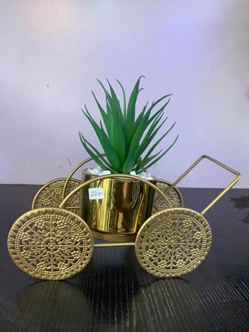 Golden Decorative Plant Cart