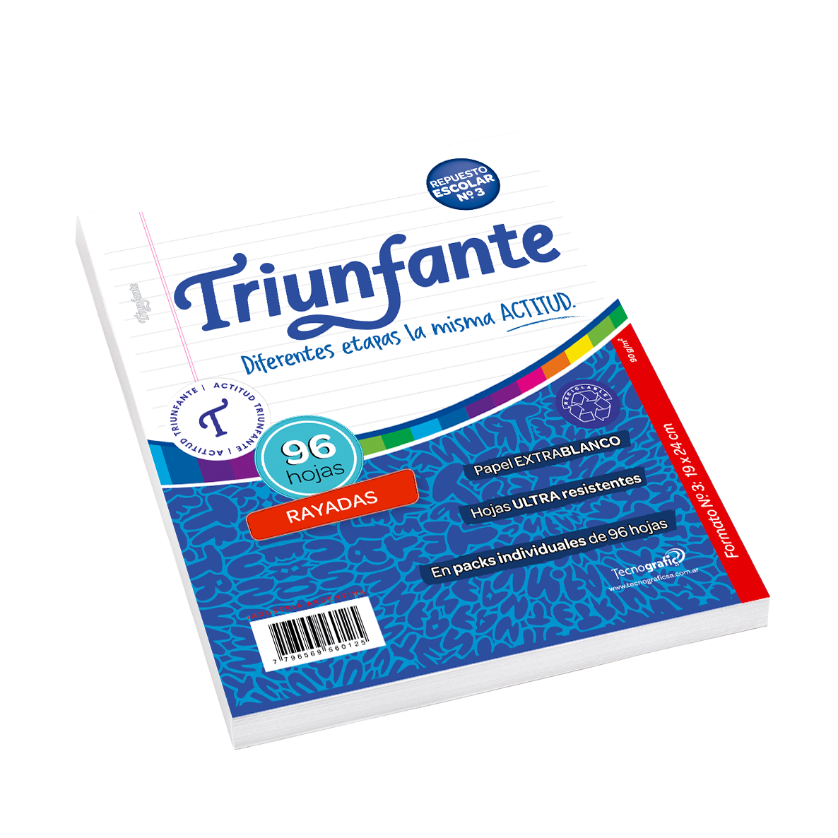 Triunfante repuesto escolar N˚3 96hojas