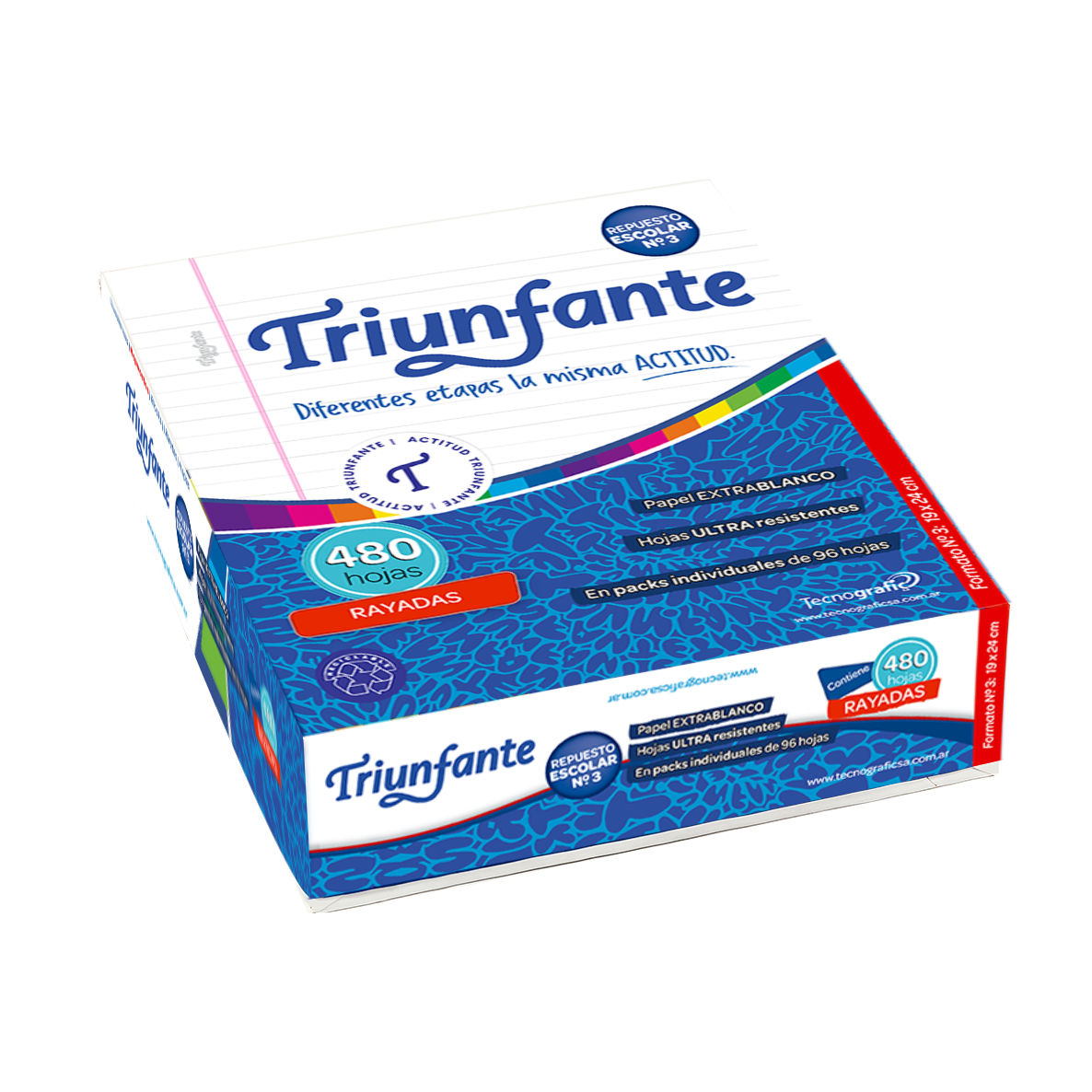 Triunfante repuesto escolar N˚3 480hojas
