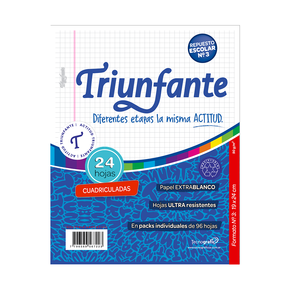 Triunfante repuesto escolar N˚3 24hojas