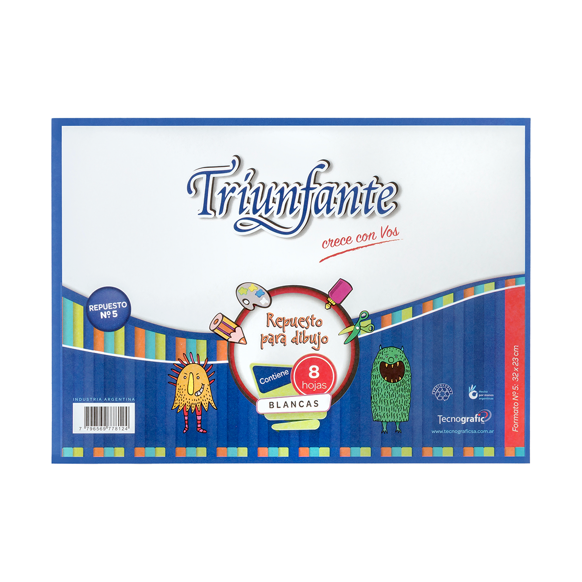 Triunfante repuesto escolar dibujo N˚5 8hojas