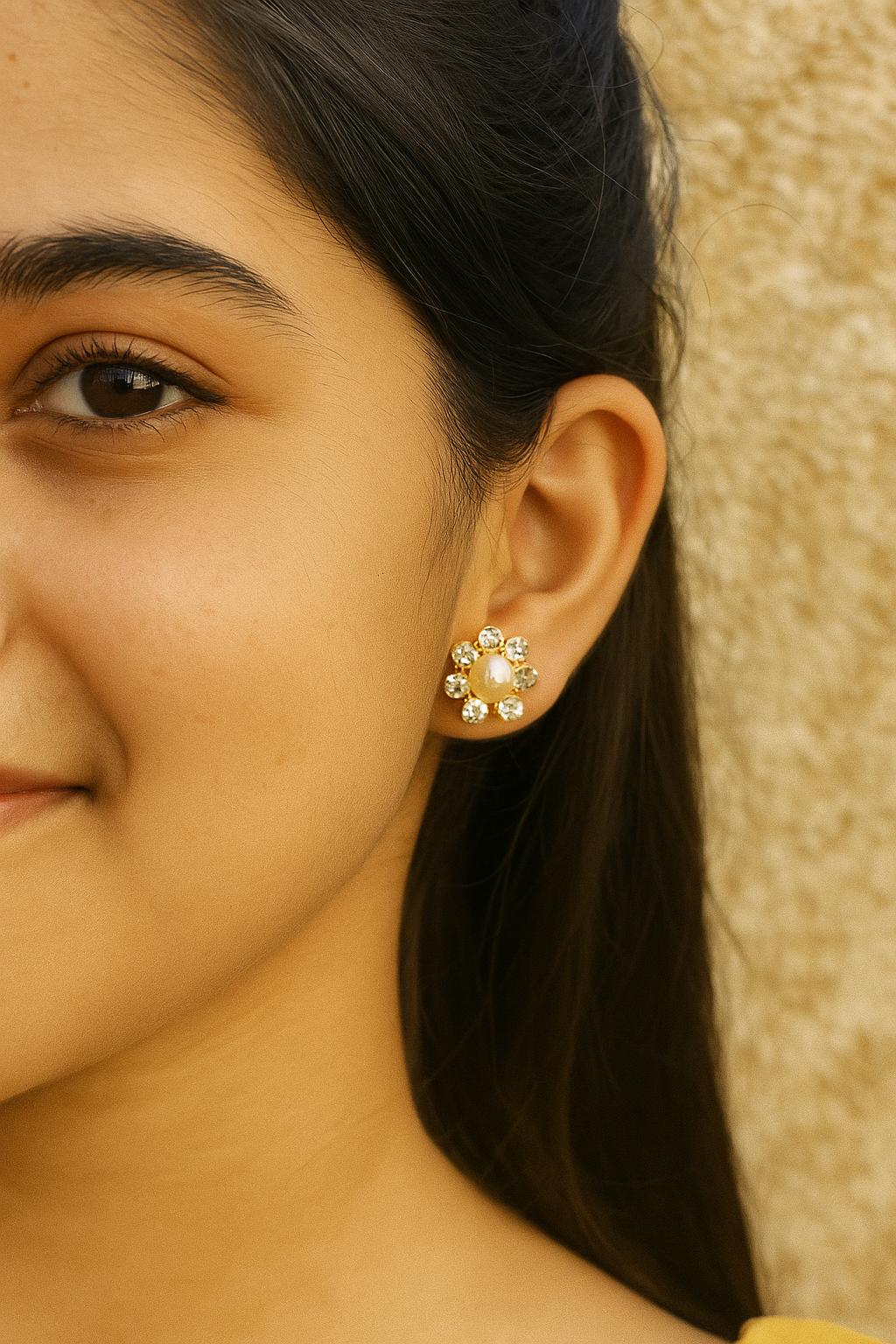 Floral Diamond Stud Earrings