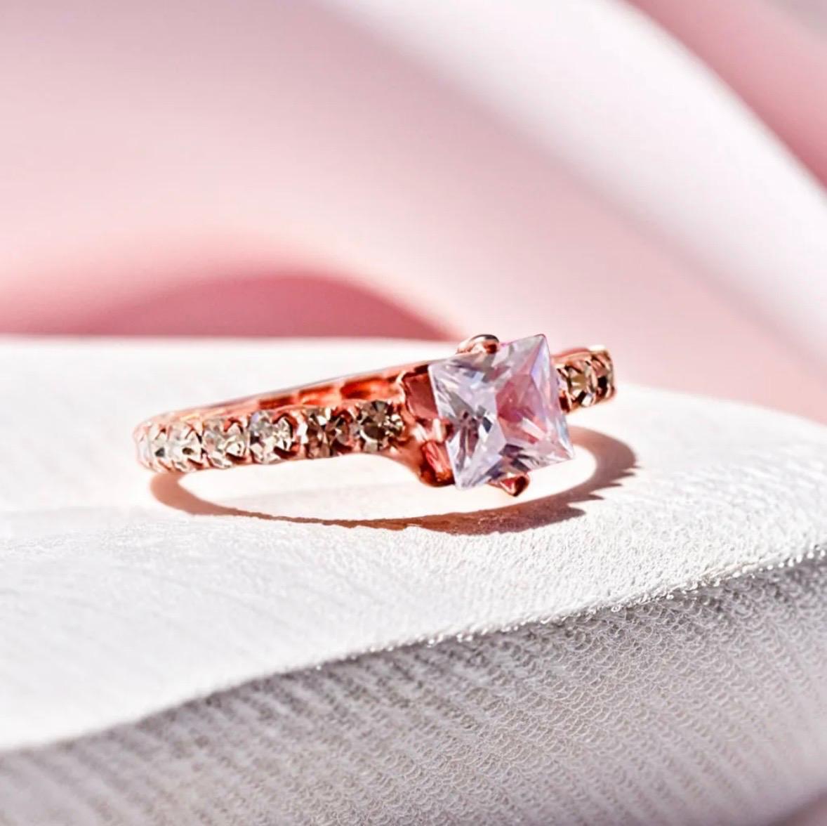 Rose Gold Princess Cut Ring
