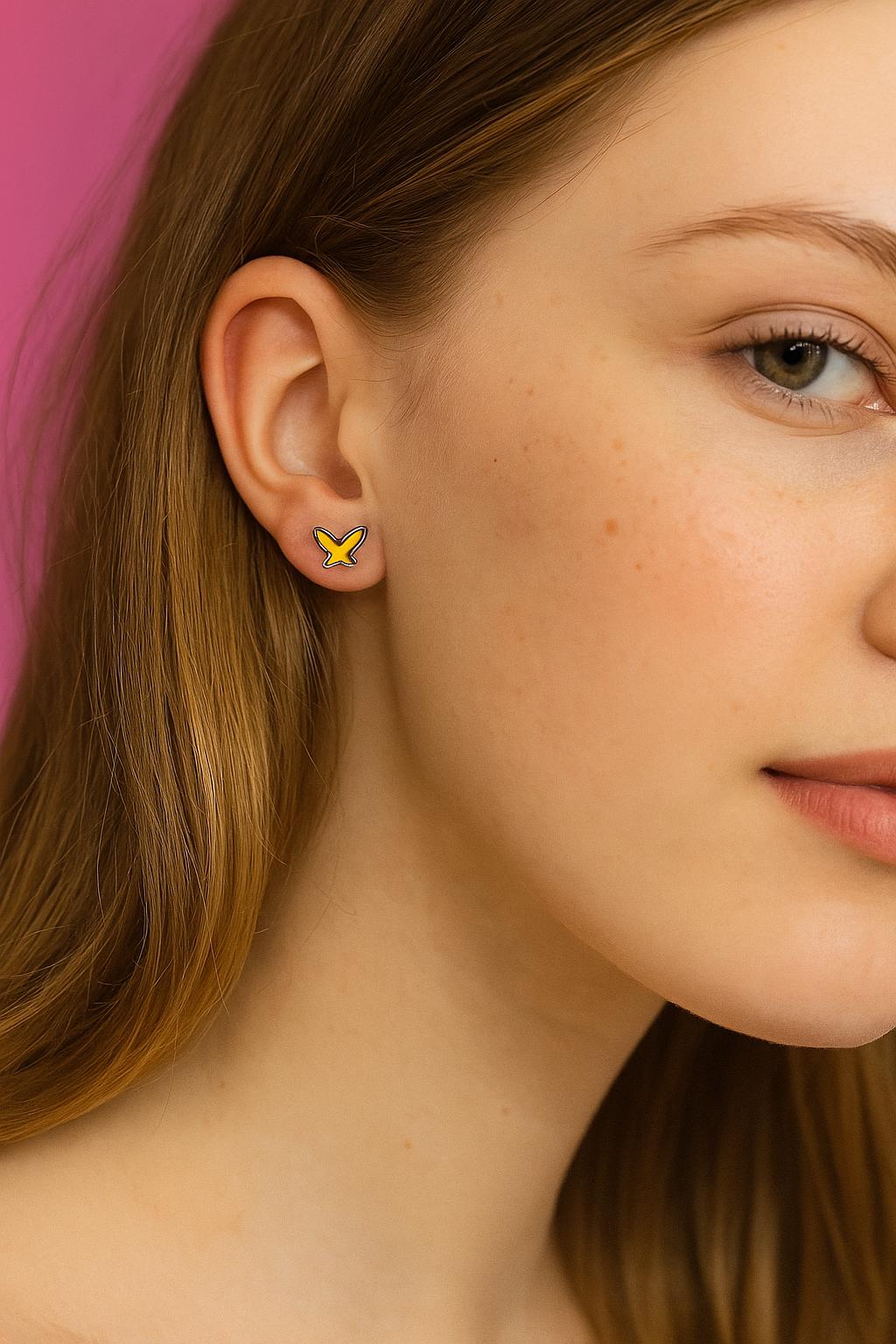 Yellow Arrow Stud Earrings