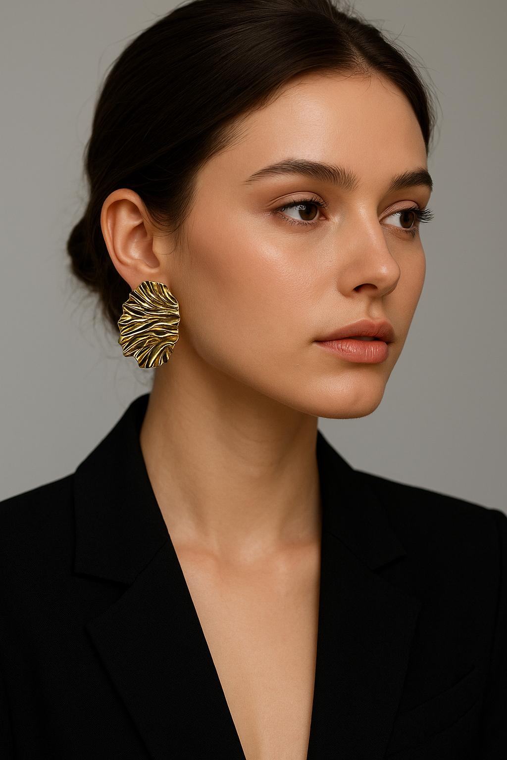 Gold Leaf Statement Earrings