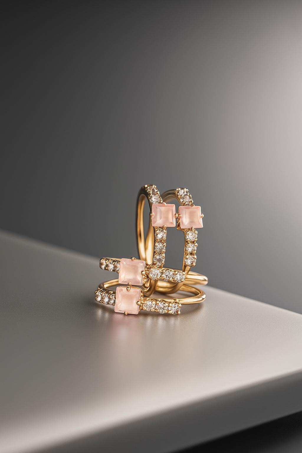 Elegant Gold Rings with Pink Gemstones