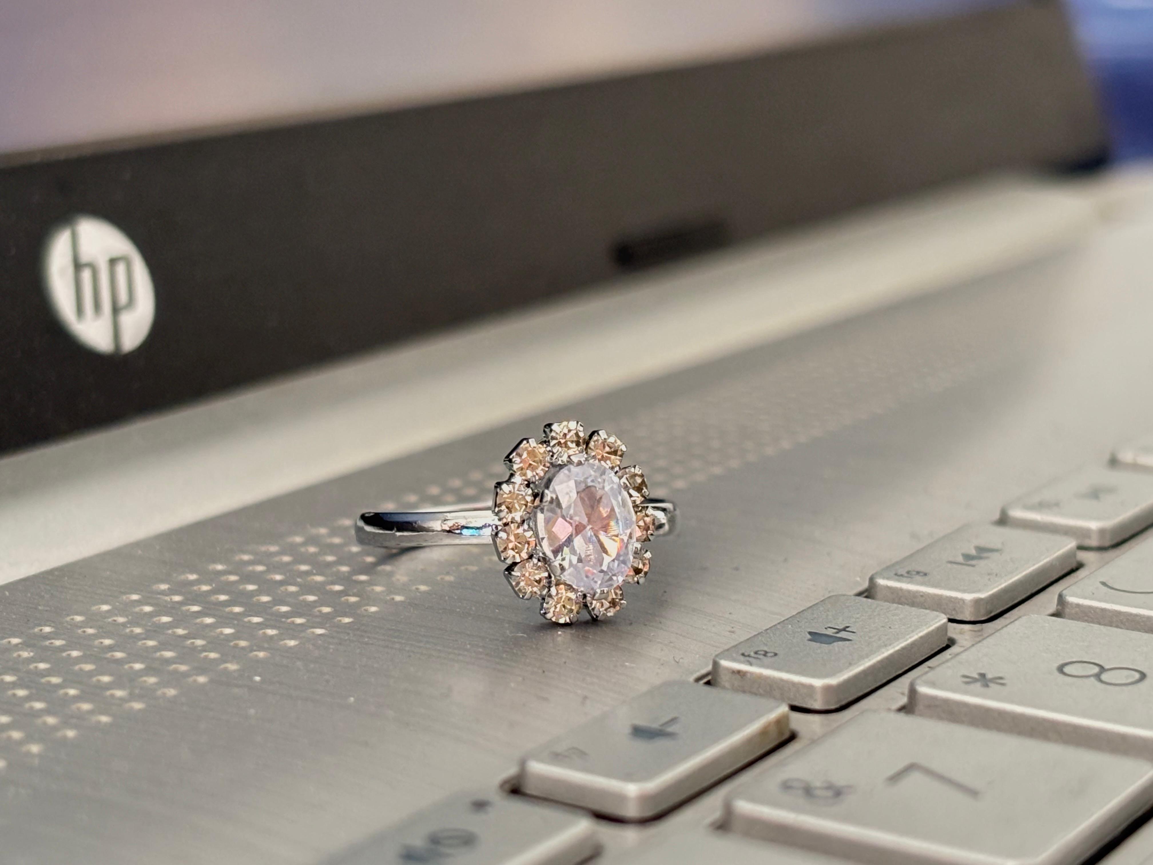 Elegant Crystal Flower Ring