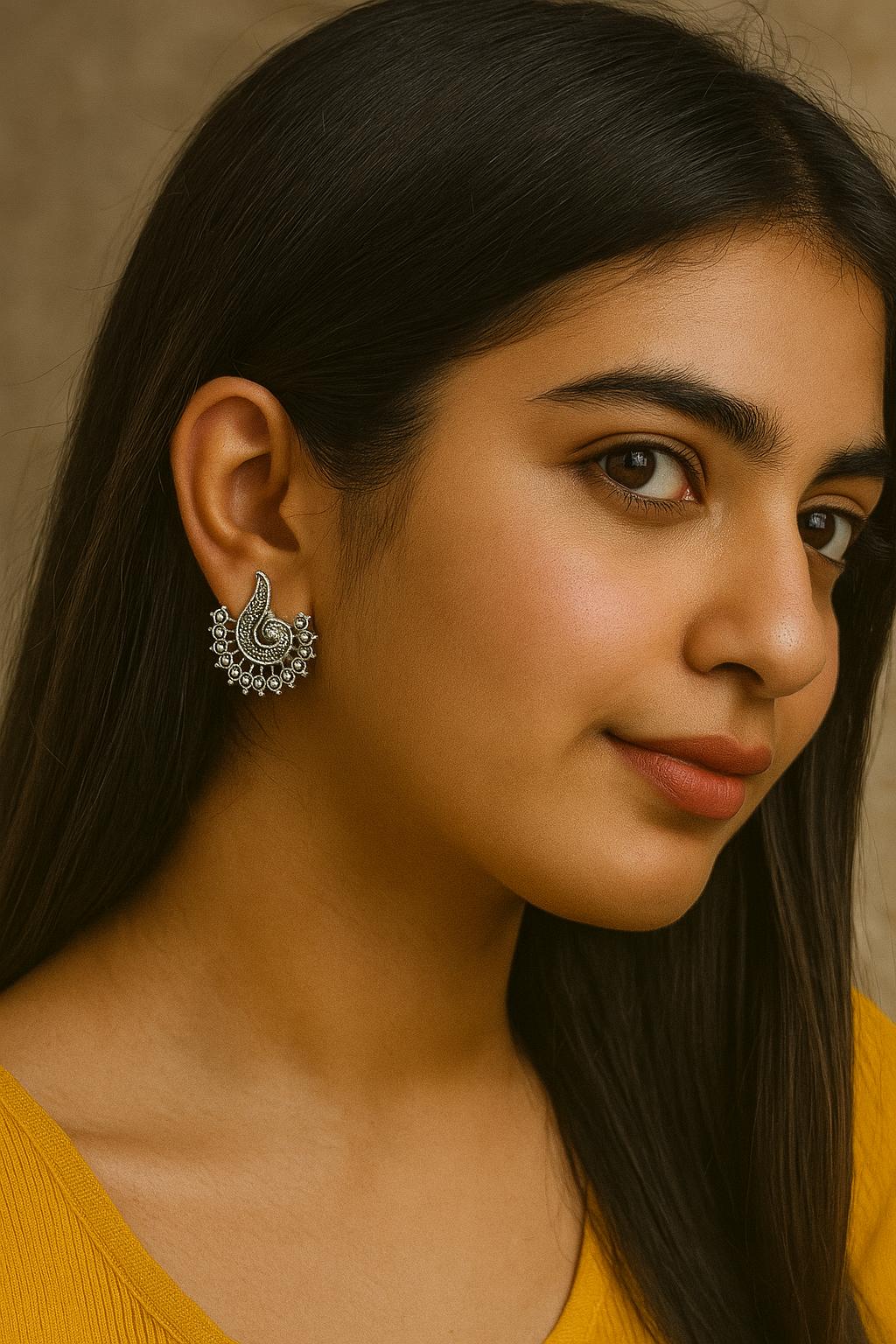 Oxidized Silver Statement Earrings