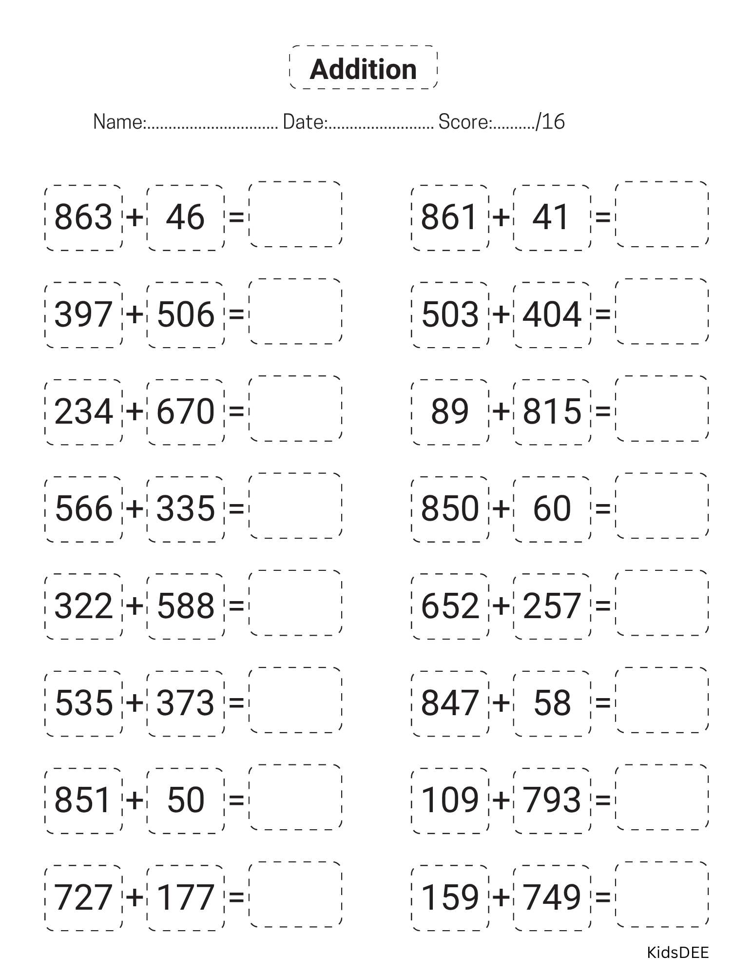 Fun & Engaging Math Addition Workbook for Kids – 131 Pages with Answers